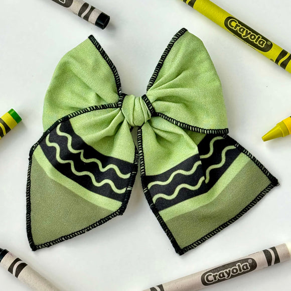 Muted Green Crayon Bow