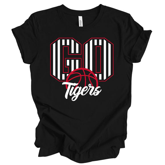 Striped Go Tigers Basketball T-Shirt