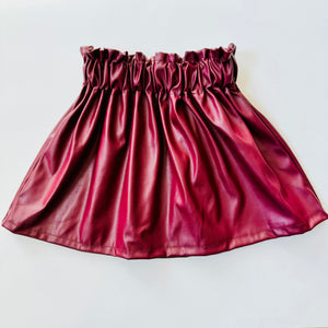 Wine Faux Leather Skirt