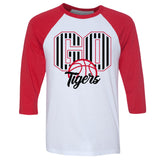 Striped Go Tigers Baseball Tee